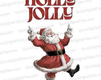 Holly Jolly Vintage Santa Claus PNG | Retro Christmas Png | Sublimation Design for Christmas