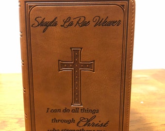 PERSONALIZED Leather BIBLE, Custom Bible, Engraved Bible, Christian Gifts, Etched Gifts, Bible Verse Gift, KJV Bible