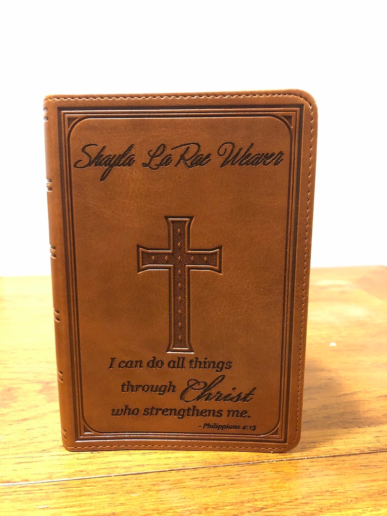 Bible Personalized Makes A Great Christian Gift, Baptism Or Birthday Leather Bible, Mothers Day Laser Engraved KJV Christian Bible image 8