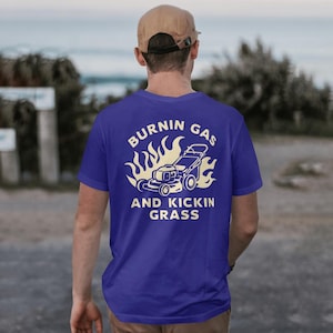Burnin Gas and Kickin Grass - Lawn Mower Graphic Design | Bold Lawn Care Art | Digital Download