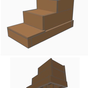 Puede incluir: Un conjunto de tres cajas de cart&oacute;n marr&oacute;n apiladas una encima de la otra, formando una forma de escalera.