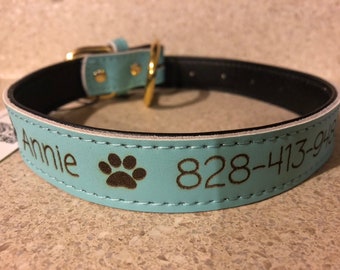 Custom Dog Collar! Leather Pet collar, Personal pet collar, Leather Engraved dog collar, Dog ID Tag Collar