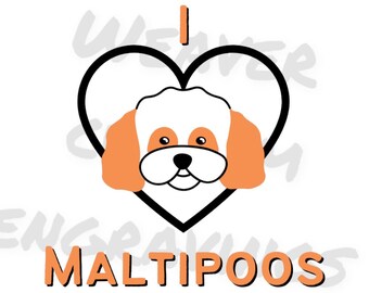I Love Maltipoo Dogs SVG PNG PDF, Maltipoo Art, Dog Owner Clipart, Dog Face Digital Design Sublimation, Maltipoo Lover Vector Printable File
