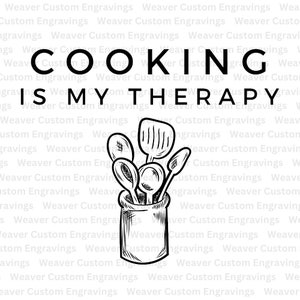 Cooking Is My Therapy SVG PNG PDF, Cooking Apron Vector Digital Graphic Image File,