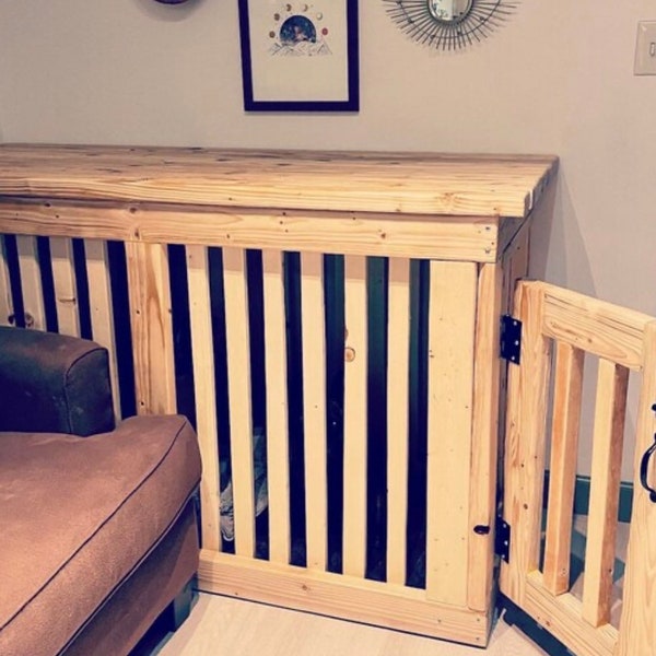 Kennel Plans For Two Dogs, Furniture PLANS To Build Your Own Wood Double Wooden Indoor Dog Crate! Doggie Den - Dual Wood DIY Crate