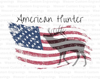 American Elk Hunter SVG PNG PDF, Elk Archery Clipart, Elk Hunting Printable Digital File, Distressed Usa Flag With Elk, Elk Sign Design