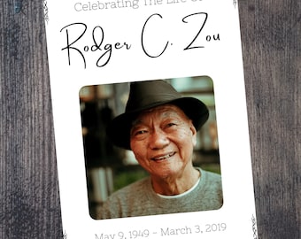 Modelo de obituário Programa funerário editável, panfleto funerário para impressão, livreto de cartão de obituário, em memória de seu ente querido, arquivo digital