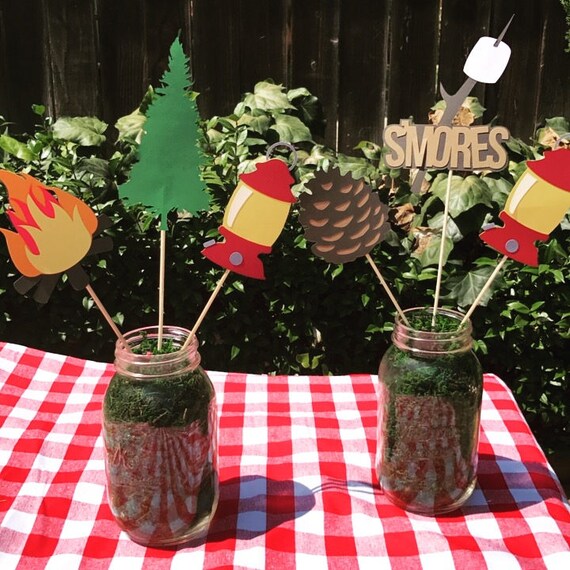 Camping themed centerpieces/ s'mores centerpieces/ camp | Etsy