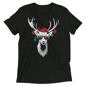 Koele tinten rendieren met zonnebril kerst Tri-Blend T-shirt
