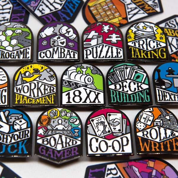 Board Game Genre Enamel Pins