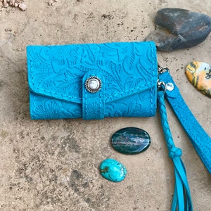 Blue Raspberry Crush Suede Leather Strapped Card Case, card case, Lipstick Case, Mini Keyring Purse