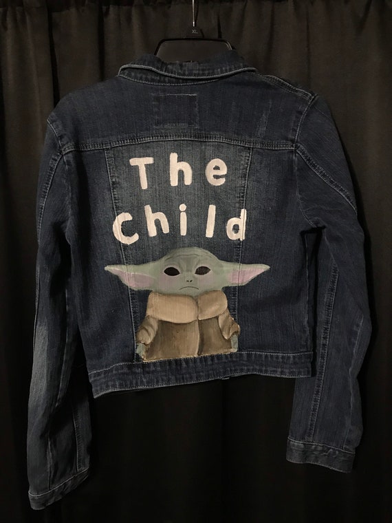 Hand Painted Baby Yoda Jacket The Child The Mandalorian Etsy