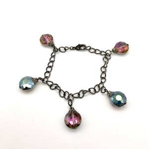 Iridescent glass bulb chain bracelet