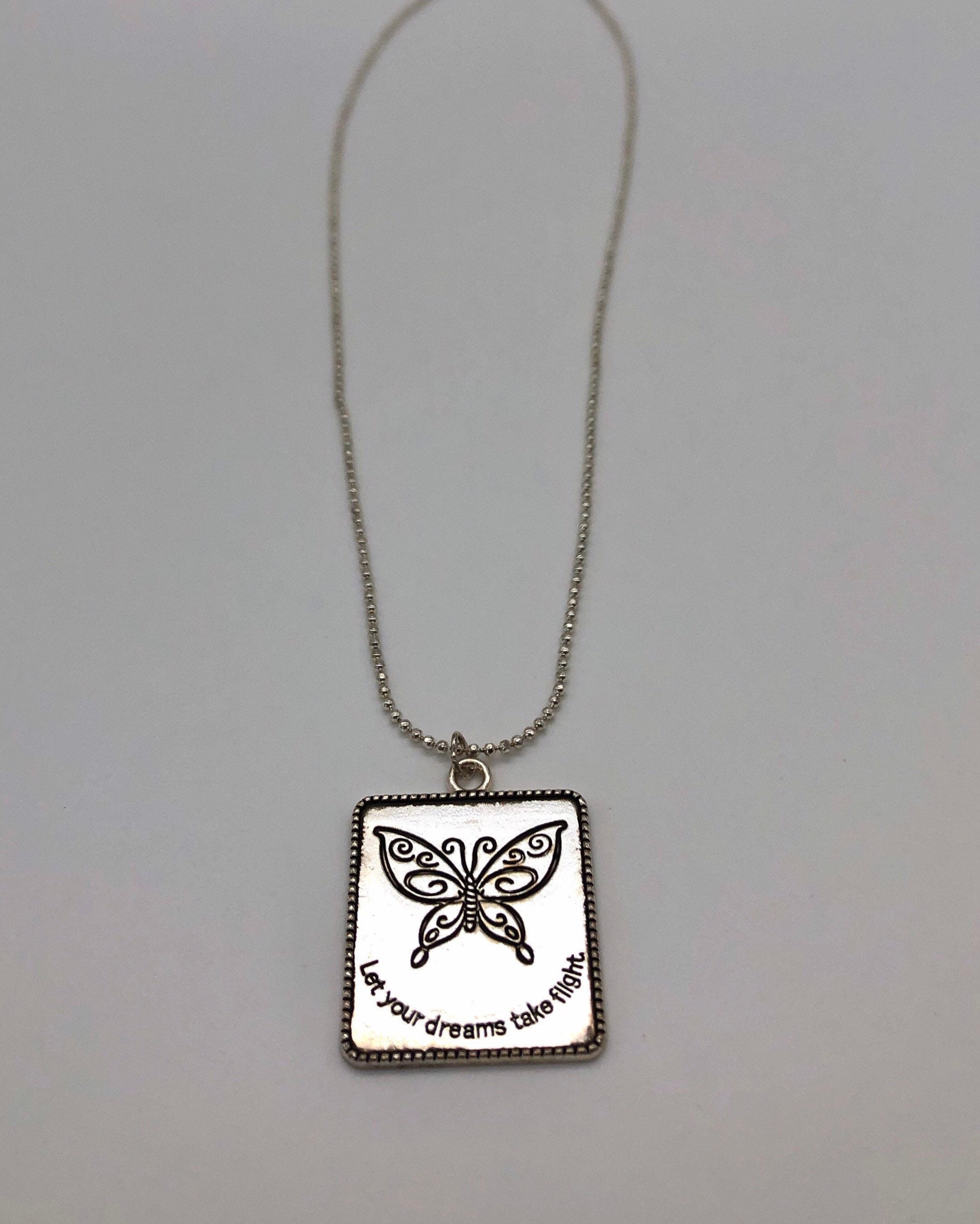 Snake or Ball Chain Necklace Sterling Silver Plated Finish Small Polished Butterfly Pendant on a Sterling Silver Cable Snake or Ball Chain Necklace Sterling Silver Plated Finish Small Polished Butterfly Pendant on a Sterling Silver Cable