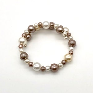 Champagne and cream pearl memory wire bracelet