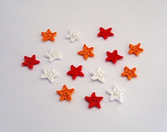 15 mini hand crochet stars appliques, very small star embellishment, Christmas decoration, Home decor,  0.6 inch / 1.5 cm diameter