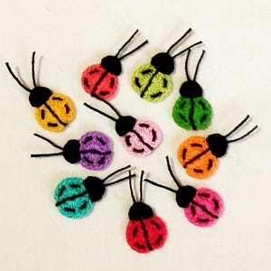 Marienkäfer Applikation, Applikationen aus Baumwolle, häkeln, Set mit 10 Applikationen