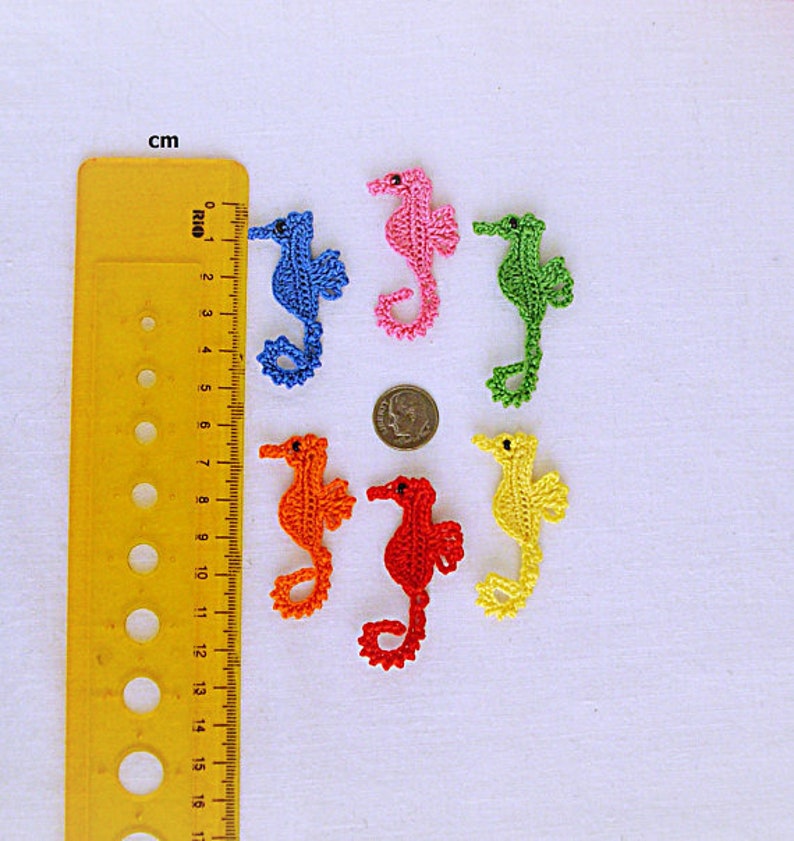 Set of 17 Cotton Crochet Sea Creatures Appliques, Sea creature embellishment, Miniature applique, Crochet miniature, Tiny creatures crochet image 7