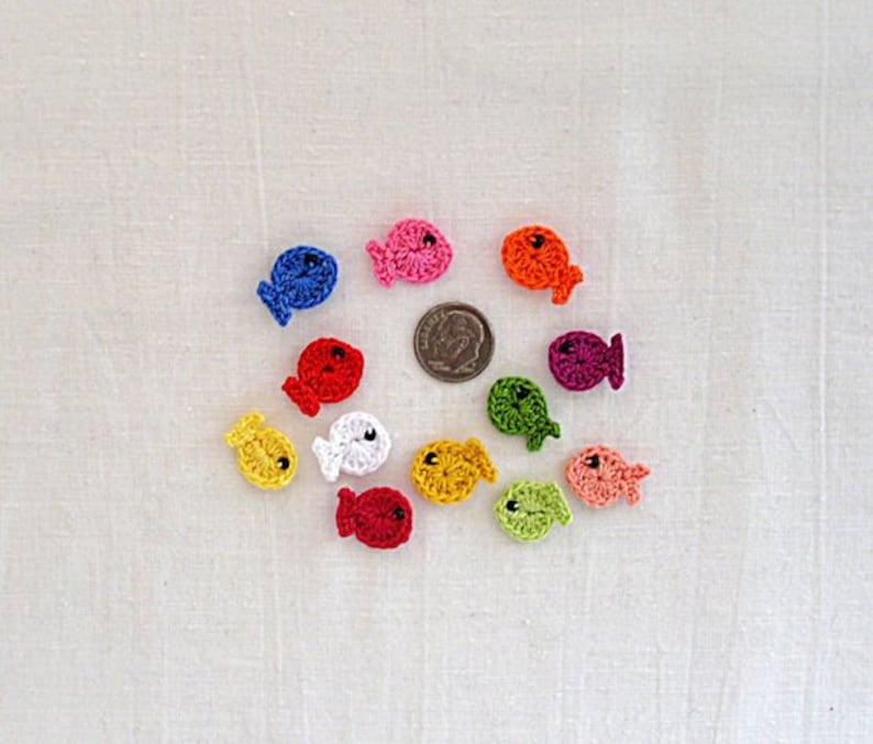 Set of 17 Cotton Crochet Sea Creatures Appliques, Sea creature embellishment, Miniature applique, Crochet miniature, Tiny creatures crochet image 6