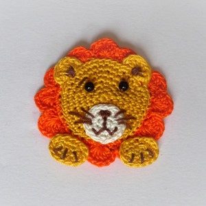 Small crochet lion applique, Lion applique, Lion embellishment, Crochet animal application 5.5/5.5cm