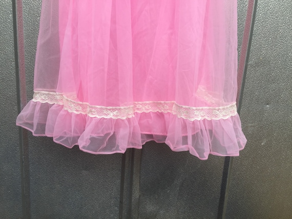 50's Neon Pink Sheer Ruffle Dress - image 5