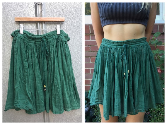 Indian Cotton Sheer Gypsy Green Skirt