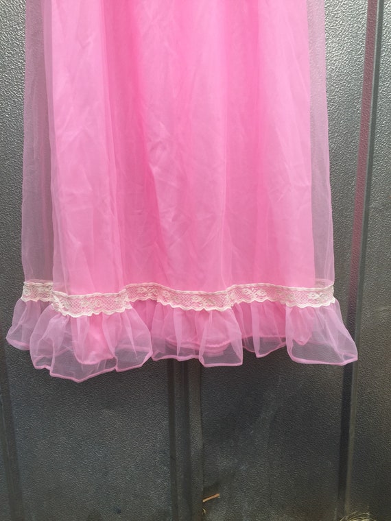 50's Neon Pink Sheer Ruffle Dress - image 7