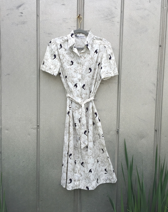 Vintage 70s Lanvin White Shirt Dress