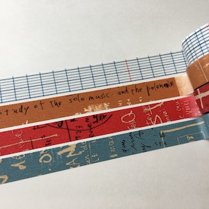 SAMPLE Washi Tape Classiky Graffiti bruin rood blauw en rasterblauw