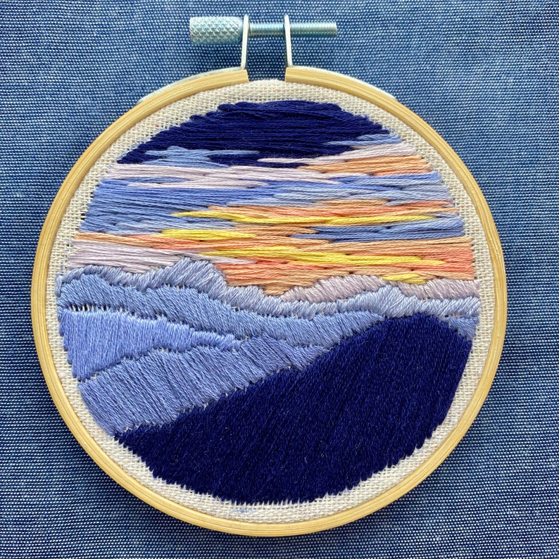 Smoky mountain sunrise embroidery pattern pdf stitch at home  etsy