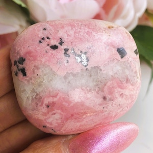 Pink Peruvian Rhodonite Crystal Palm Stone Heart Chakra
