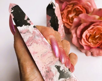 Rhodonite Crystal Obelisk Peruvian Tower