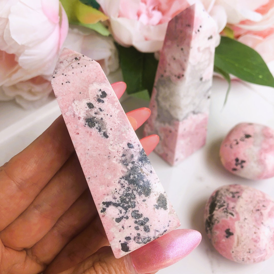 Rhodonite Crystal Obelisk Peruvian Tower With Crystalline Geode ...