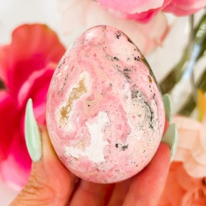 Rhodonite Crystal Egg Pink Peruvian Heart Chakra Stone