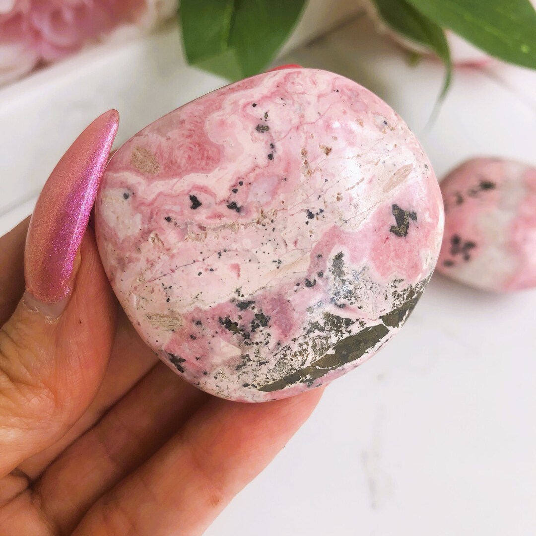 Pink Peruvian Rhodonite Crystal Palm Stone Heart Chakra - Etsy