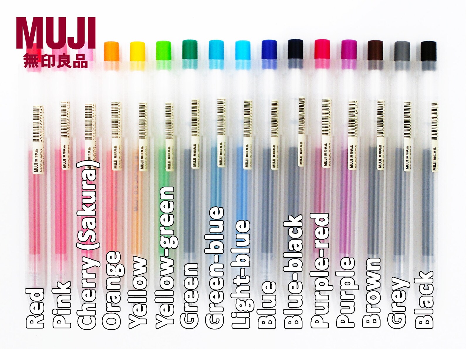 Muji 0.5mm Retractable Gel Ink Clip Pens new Version 16 Pen Set Etsy