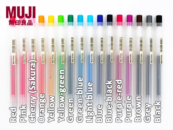 Muji Smooth Gel Ink Ballpoint Pen Knock Type 10-Pieces Set, 0.5 mm Nib Siz,  Blue/Black