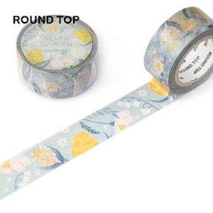 20 mm breed | Ronde top - wwiinngg - Silver Garden Flowers Floral Washi Masking Tape
