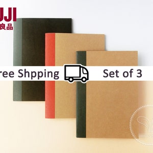 Muji A6 Kraft Grid / Blank / Liniertes Notizbuch - Millimeterpapier, Planer, Notiz, Kalender, Journal - 3er Set