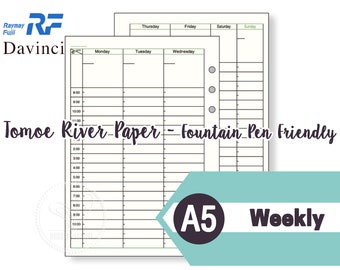Filofax A5 Size | Raymay Davinci Weekly Planner Refills / Insert (D) - Tomoe River Fountain Pen Friendly Paper (20 Sheets) DAR292