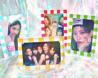 Check Pattern Frameless Magnetic Horizontal Vertical Acrylic Photoholder Cardholder Photo Display Stand Picture Frame For Kpop Photocard
