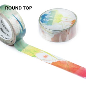 15 mm breed | Round Top - Atelier Noir - Kleurrijke Raindow Cloud Washi Masking Tape