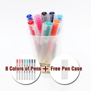 8本 - 無印良品 0.5 mm ゲルインクペン プラスチック製直立スタンドペンケース付き - ギフトセット