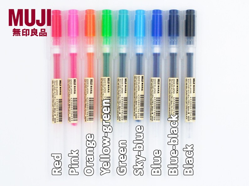 Muji 0.38mm Gel Ink Pens new Version 9 Pen Set Etsy