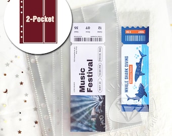 10pcs 2-Pocket Sleeves A5 6-Ring Binder Insert Refill for Collection, Storage of Stickers, Tickets Stubs, Collectibles B