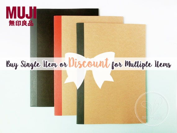 muji a5 kraft grid blank lined notebook graph paper etsy canada