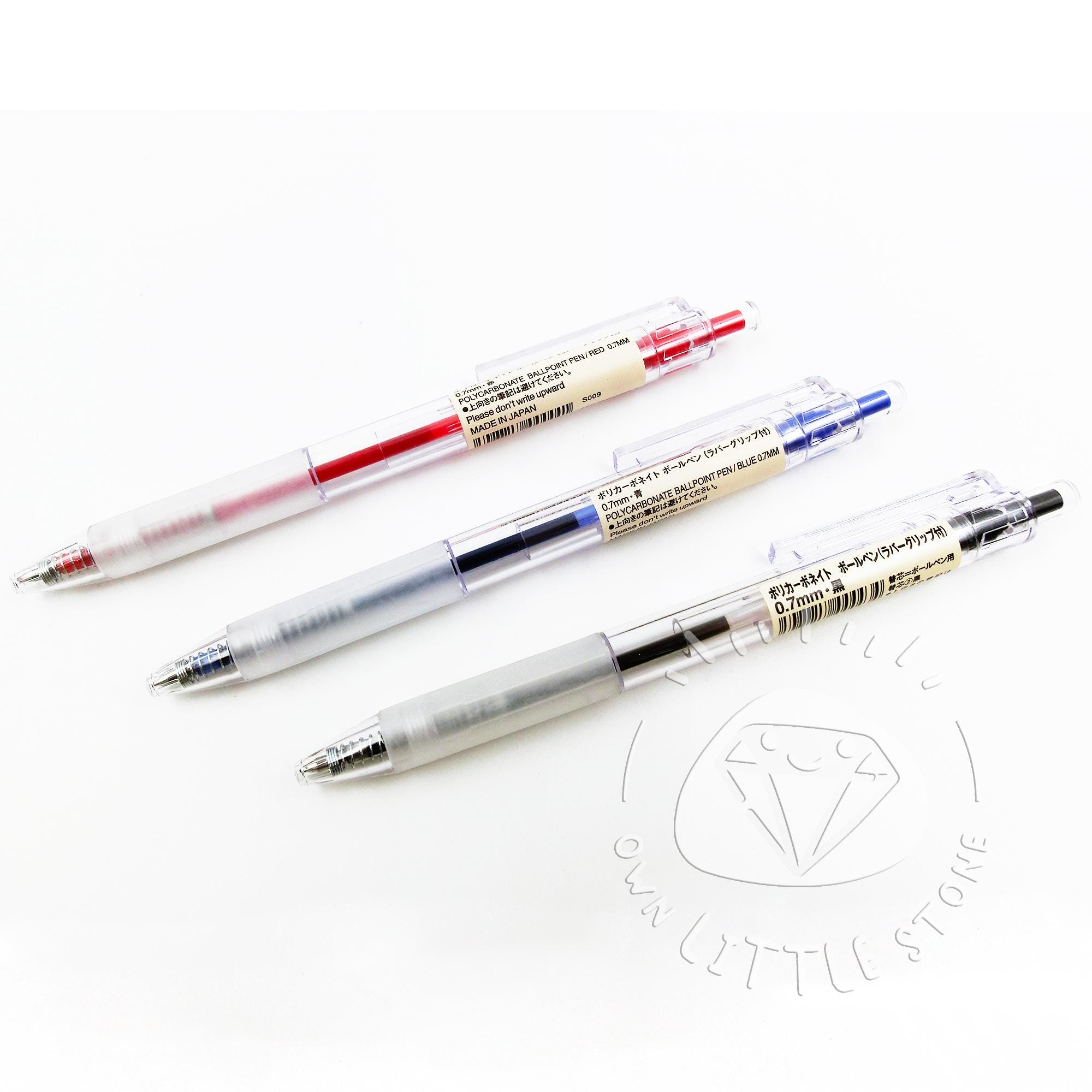 無印良品 0.7mm ポリカーボネート製格納式ボールペン（ラバーグリップ