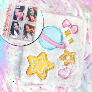 Pasta Fluffy Planet com 6 argolas / Álbum para coleção de cartões fotográficos / Armazenamento para cartões fotográficos Kpop, Fujifilm Instax Mini Photo, cartão de jogo