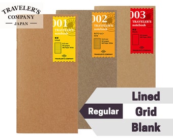 Only 2 Blank Left in Stock! Regular Size | Traveler's Notebook - Planner Notebook Refills (Lined / Grid / Blank)