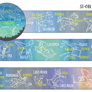 15mm width GreenFlash Study Holic Paleontology / Mineralogy / Astronomy Dinosaur / Mineral Ore / Constellation Washi Masking Tape image 4